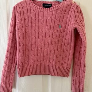 Ralph Lauren Pink Girls Cable Knit Sweater Size 5